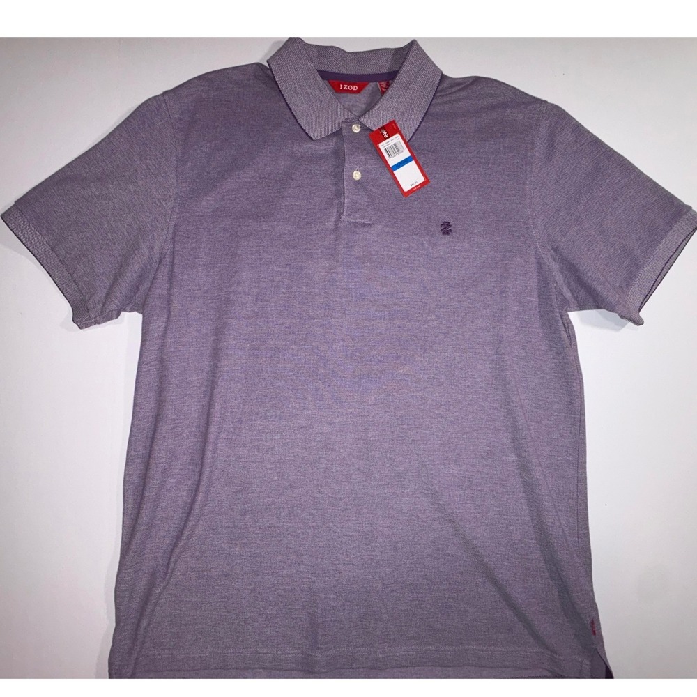IZOD Mens Polo Shirt Purple Heathered Texture Classic Fit XL - Picture 3 of 7